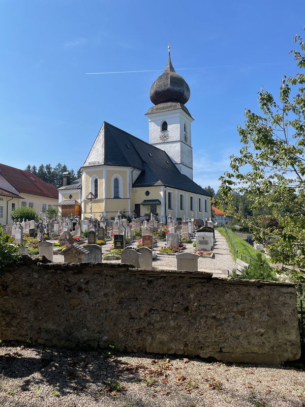 Die Kirchengebäude aus der Perspektive des Maxl. Aktuell fotografiert (2024/2025)