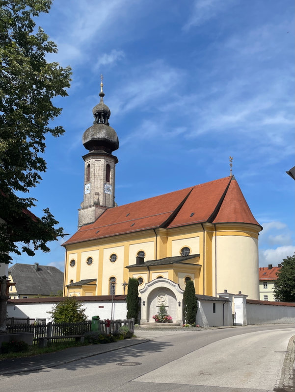Die Kirchengebäude aus der Perspektive des Maxl. Aktuell fotografiert (2024/2025)