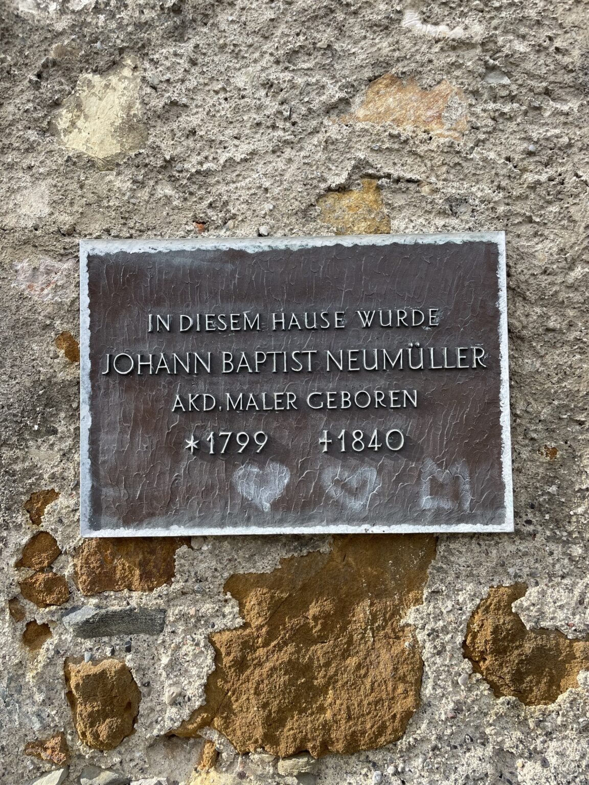 Gedenktafel für Johann Baptist Neumüller