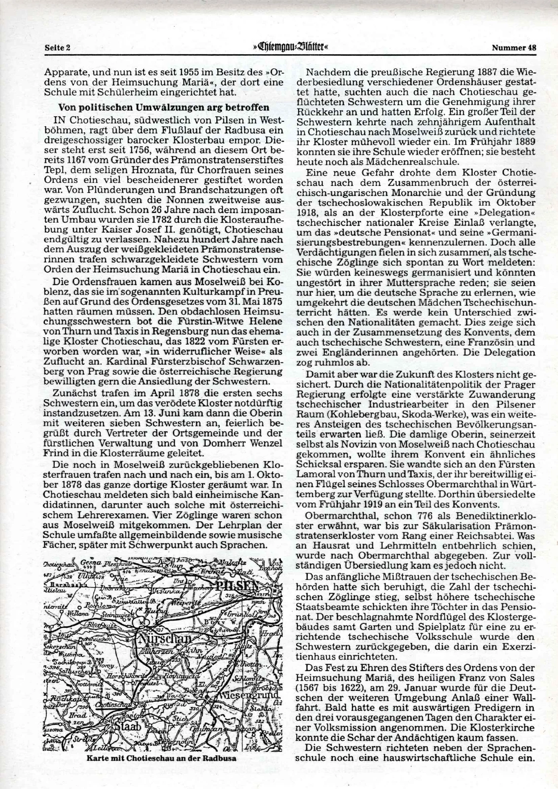 »Orden von der Heimsuchung Mariä« in Niedernfels – Scanseite 2 von 4