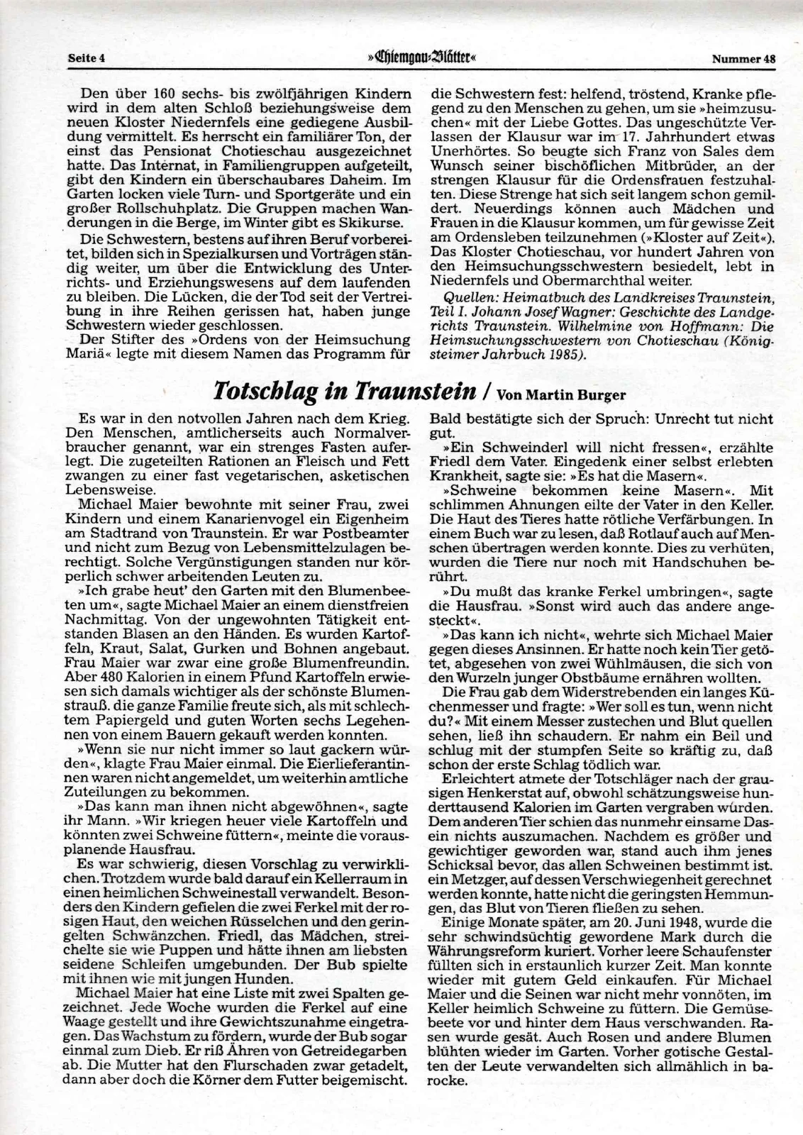 »Orden von der Heimsuchung Mariä« in Niedernfels – Scanseite 4 von 4