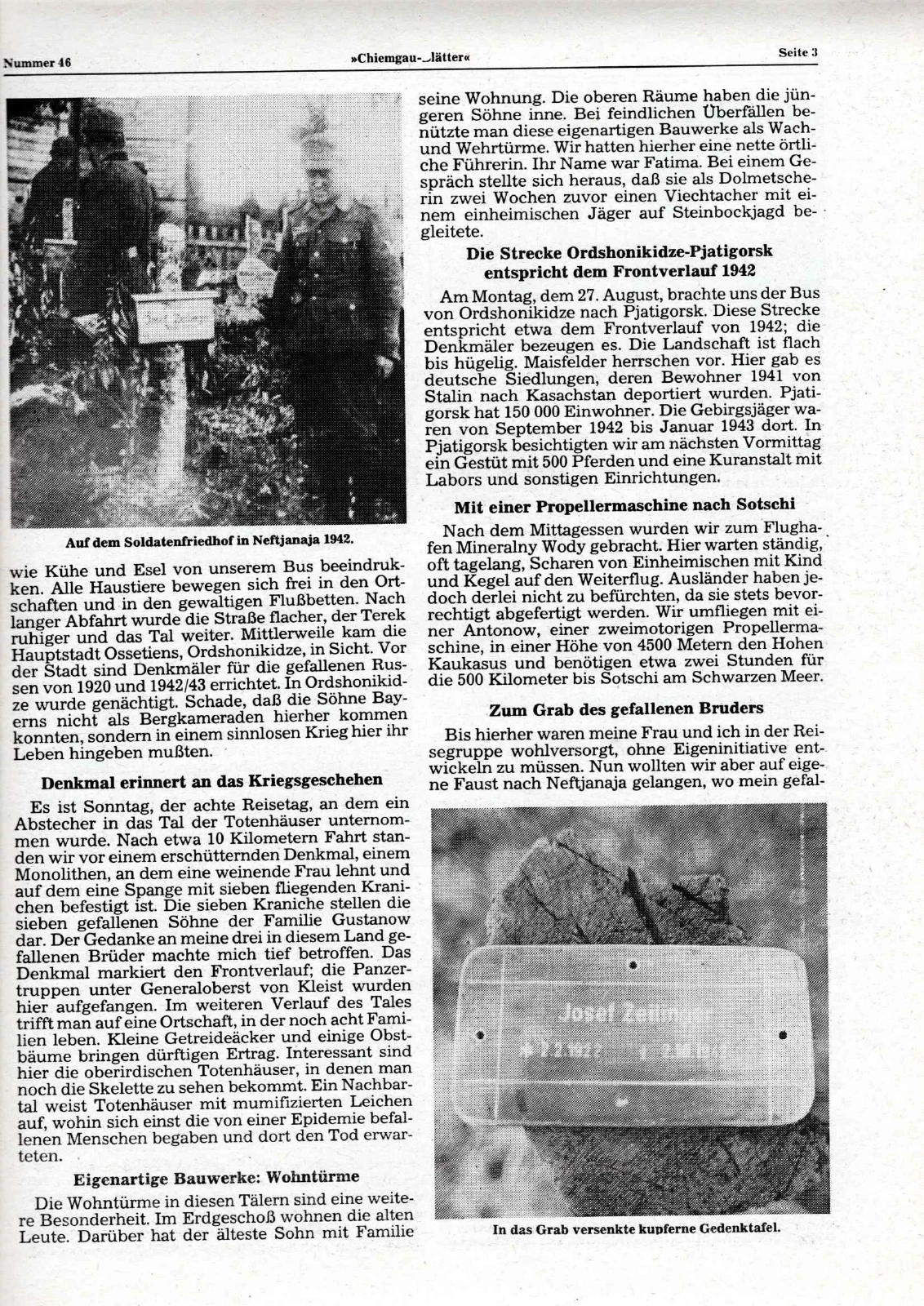 Kaukasus-Reise zum Grab des gefallenen Bruders – Scanseite 3 von 4