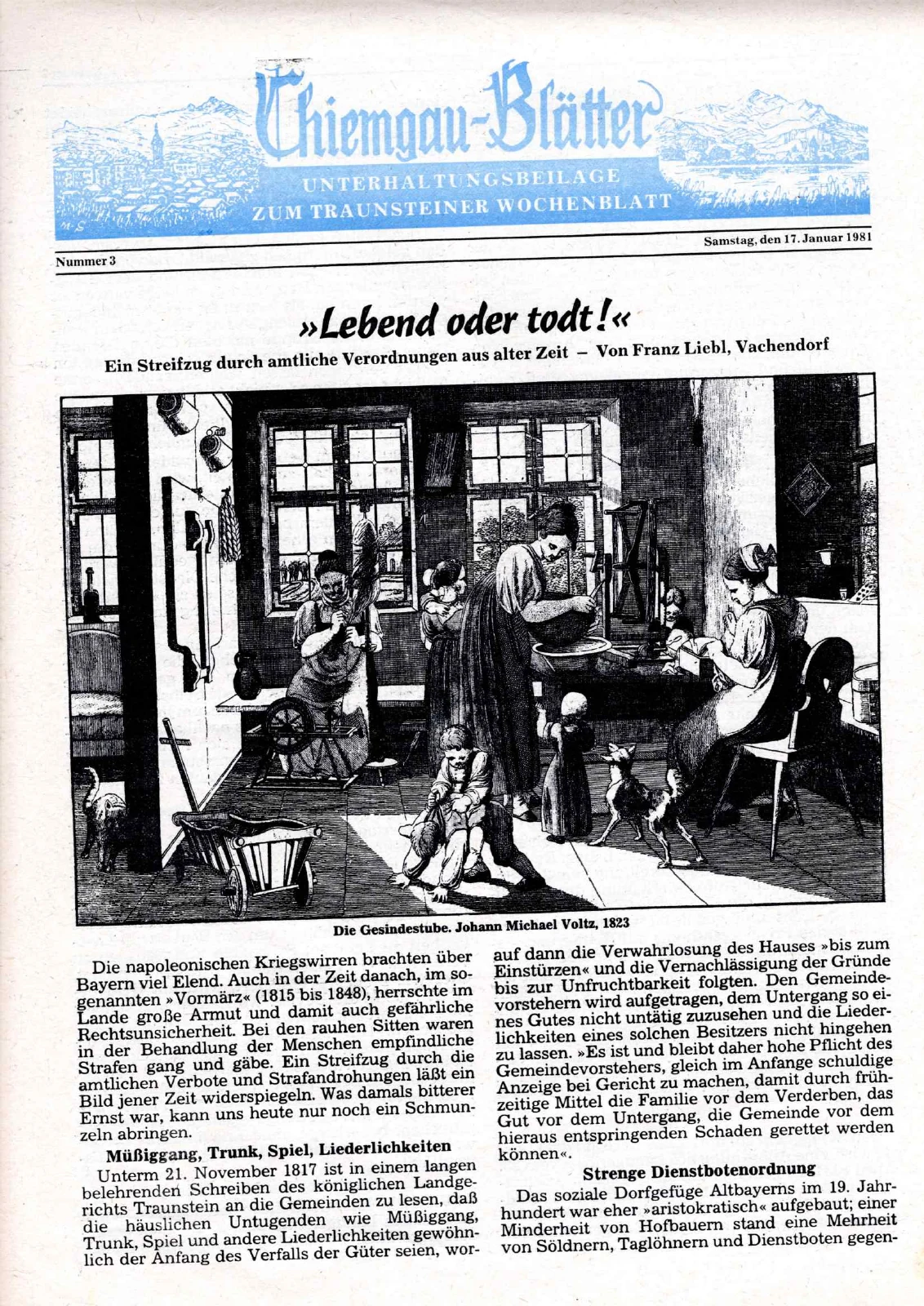 »Lebend oder todt!« – Scanseite 1 von 4