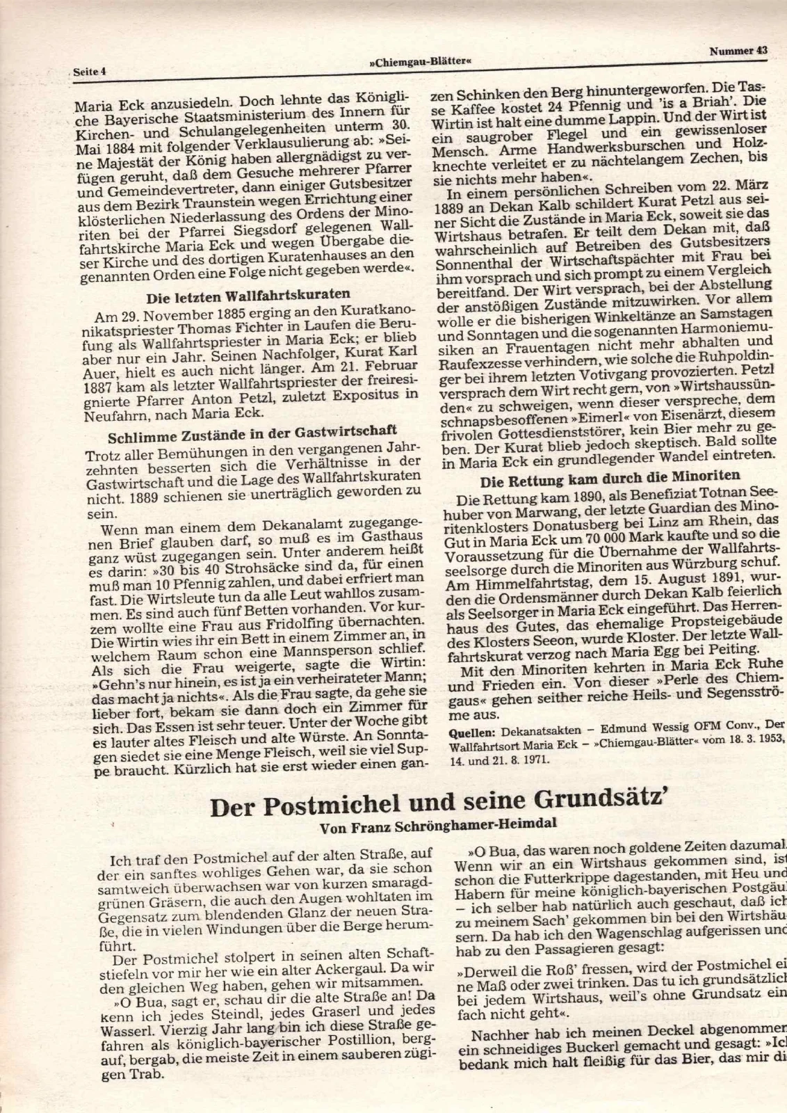 Schwierige Zeit der Wallfahrtskuraten in Maria Eck von 1816 bis 1891 – Teil 2 – Scanseite 4 von 4