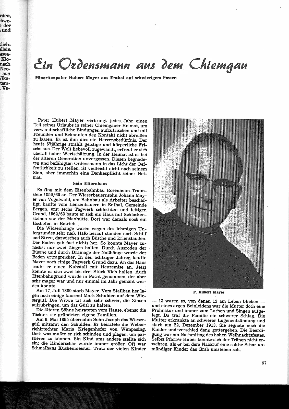 Pater Hubert Mayer aus Enthal – Scanseite 1 von 4