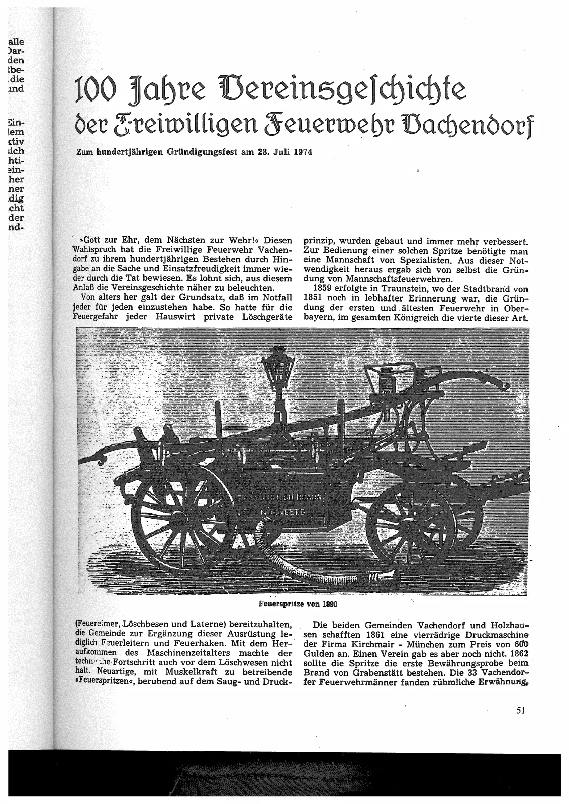 100 Jahre Vereinsgeschichte der Freiwilligen Feuerwehr Vachendorf – Scanseite 1 von 4