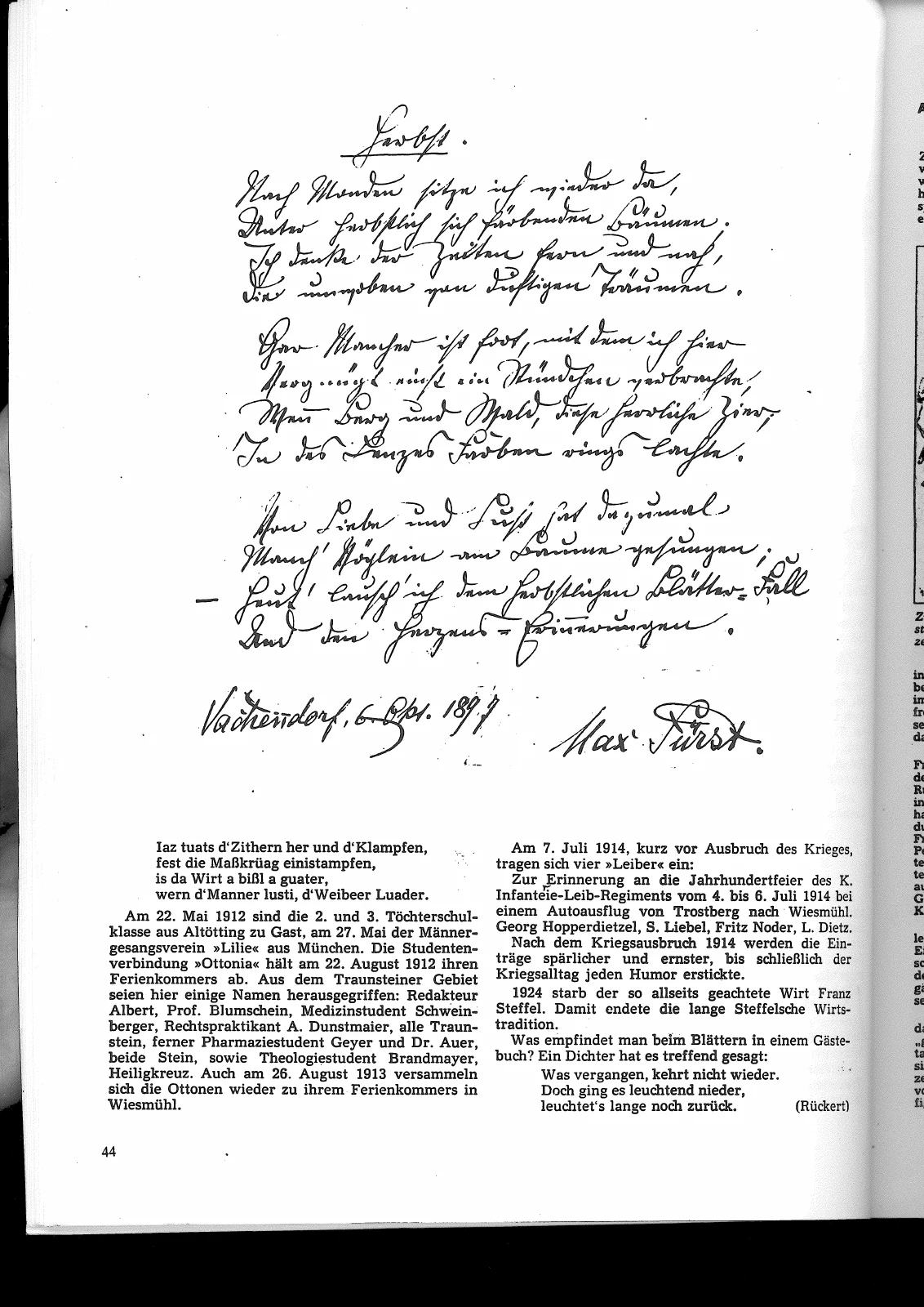 Aus dem Gästebuch des Steffelwirts – Scanseite 6 von 8