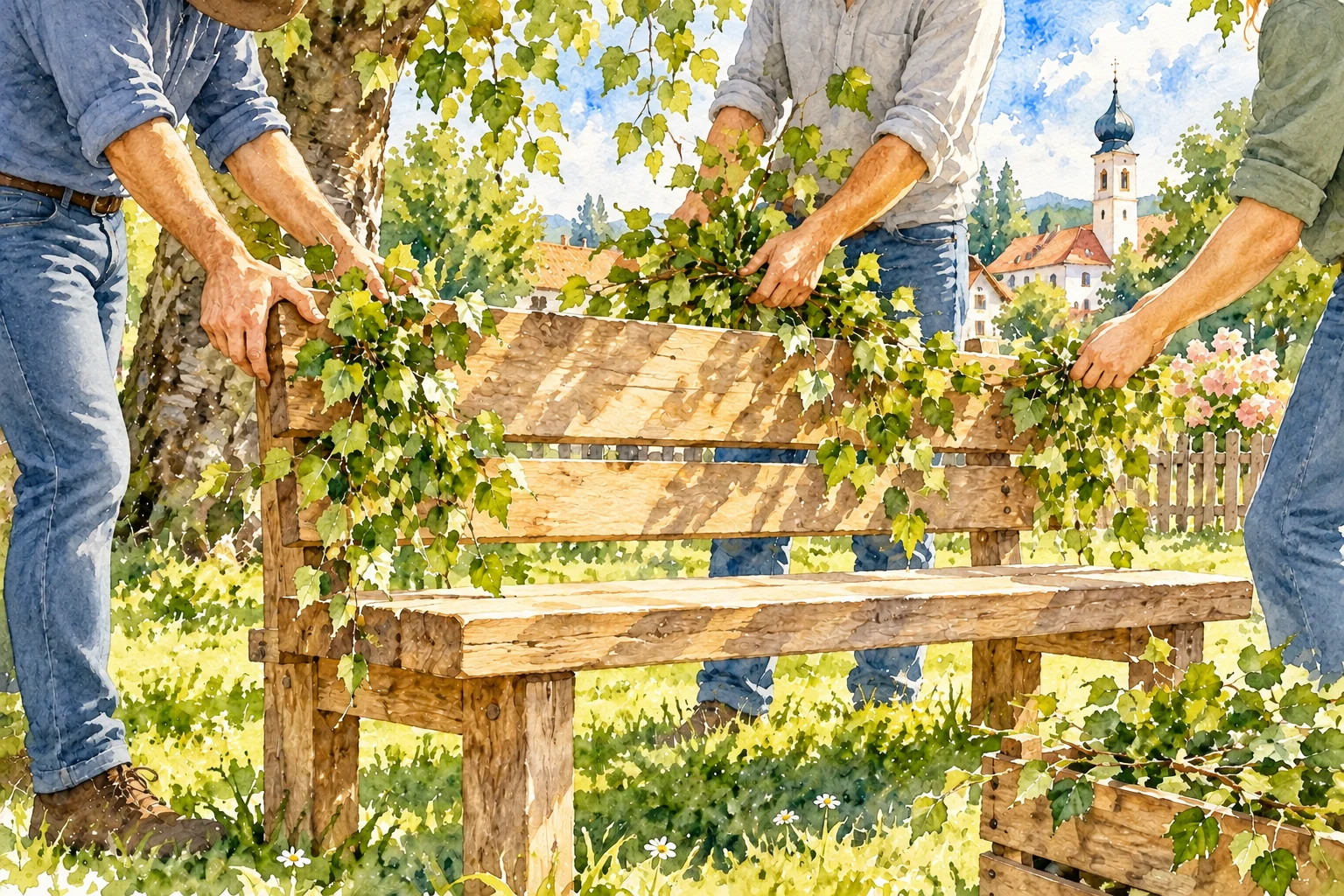 Aquarellmotiv für Arbeiter- und Burschenverein