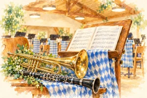 Aquarellmotiv für Musikkapelle Holzhausen-Vachendorf